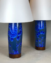 Pair of Bulldog Lamps in Lapis Lazuli 