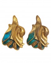 Pair of Enameled Bronze Earrings