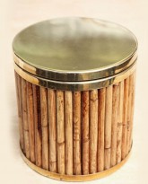 Bamboo and Brass Ice Bucket