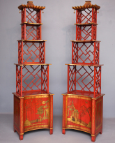 Pair of Japanned Etageres