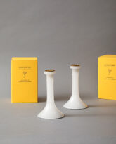 Pair of White Resin Candlesticks with Original Boxes