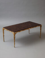 Maison Jansen Style Gilt Bronze Leather Top Low Table, c. 1960