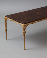 Maison Jansen Style Gilt Bronze Leather Top Low Table, c. 1960