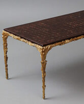 Maison Jansen Style Gilt Bronze Leather Top Low Table, c. 1960