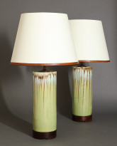 Pair of Cannula Table Lamps in Melon