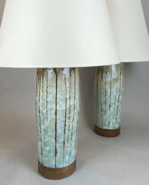 Pair of Bulldog Table Lamps in Celadon with Drips
