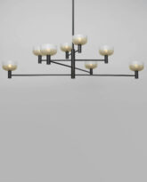 Otto Luce Chandelier, Gilded Alabaster White