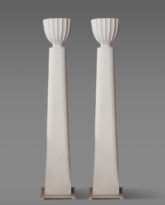 Pair of Fluted Plaster Torchieres