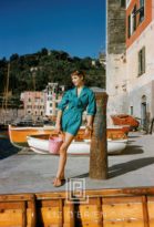 Elsa Martinelli Wearing Teal in Portofino, 1955