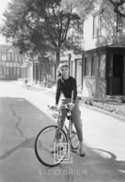 Audrey Hepburn on Bicycle, Looking Left, 1953