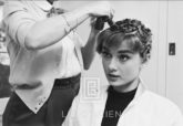Audrey Hepburn with Curlers, Front, 1953