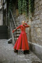 Chanel Red Velvet in Cour de Rohan, Close Up, 1955