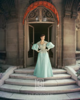 Fath Blue Ball Gown in Courtyard, 1955