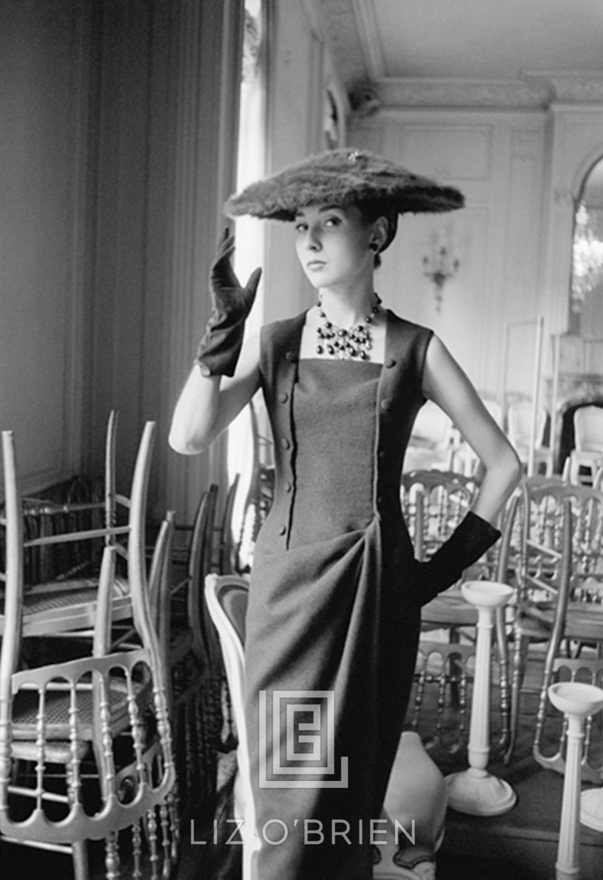 Dior, H-Line, Touching Fur Hat, 1954 by Mark Shaw | Liz O'Brien