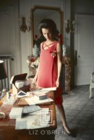 Dior, Lee Radziwill, Red Dress at Desk, 1962