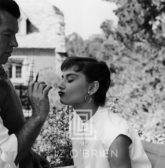 Audrey Hepburn, Frank McCoy on the Set of Sabrina, 1953
