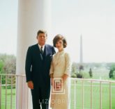 Kennedy, JFK and JBK Color Portrait with Monument, 1961