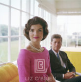 Kennedy, Jackie in Pink with JFK in Yellow Room, John Look on, 1959