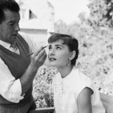 Audrey Hepburn, Frank McCoy on the Set of Sabrina, Looking Up, 1953
