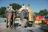 Tiger Morse in Blue on Elephant, 1962